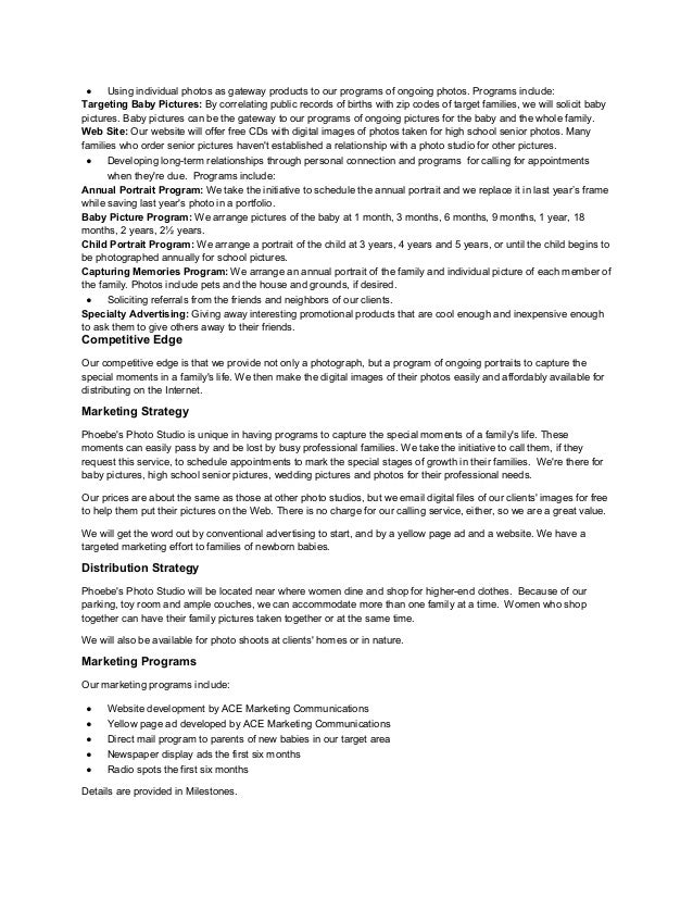 business plan example photography fees photography business plan doc